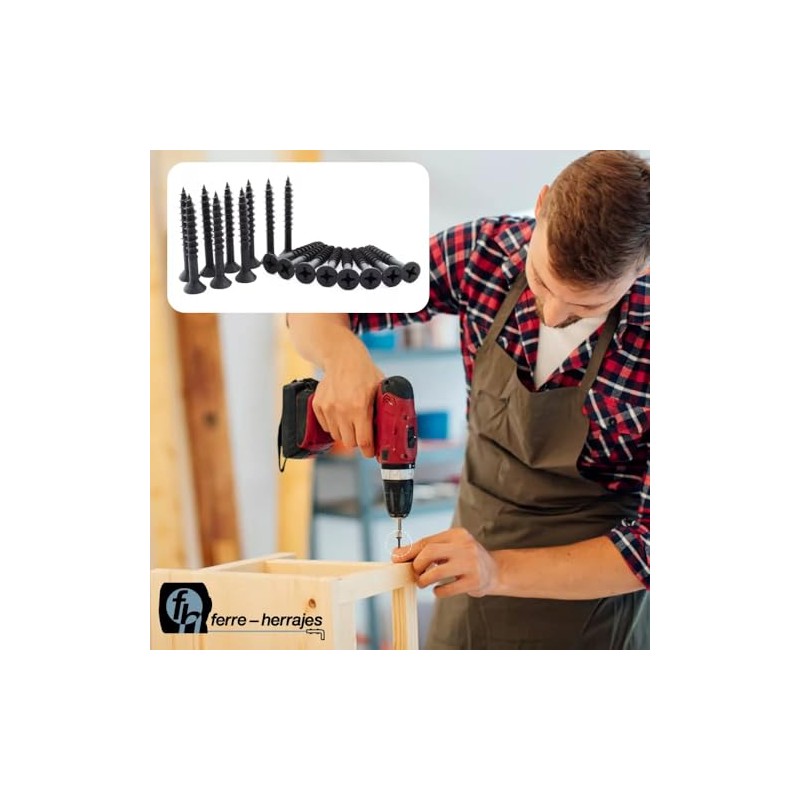 Pijas Para Madera Multiusos Trabajos Carpinteria, Tornillo Aglomerado Negro Fosfatado
