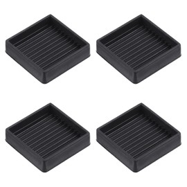 Keadic Non-Slip Rubber Caster Cups Assortment Set, Round and Square Anti Slide Leg Coasters Floor Protector Furniture Pads for Piano Sofa Bed Chair Couch Stoppers (2 * 2 Inches, Square-Black)