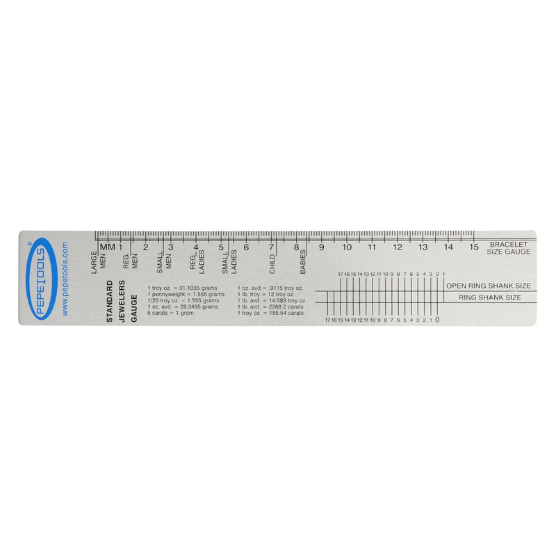 Pepetools Standard Jeweler's Gauge Ruler – Ring & Bracelet Sizing
