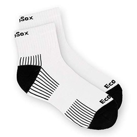 EcoSox Viscose from Bamboo Active Sport Quarter Socks for Men & Women | Super Soft. Keep Your Feet Dry & Blister-Free (Medium - White with Black) 1005-4