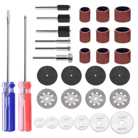 Swpeet 95Pcs Sanding Drum Set and Cutting Wheel Set for Rotary Tool, Drum Sander Sanding Sleeves and Drum Mandrels, Circular Saw Blades, Resin Cutting Discs, Diamond Cutting Wheels with Screwdrivers
