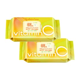 Saborino Face Mask Pack, Sheet Mask, Face Pack, All-in-One, Vitamin, AC, Time-Saving, Face Wash, Skin Care, Moisturizing Base, Wiping Wipes, Vitacitrus Scent, Vita Berry Scent, Moisturizing Skin, Morning and Night, Set of 2 (Eye Zama Sheet, Set of 2)