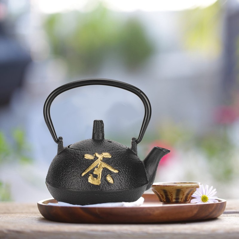 Iron Teapot Kettle Uncoated with Strainer 0.3L Tea and Zen