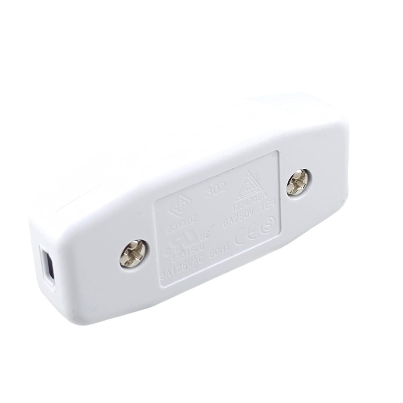 Lamp Switch, Intermediate Switch White with Strain Relief and Screw