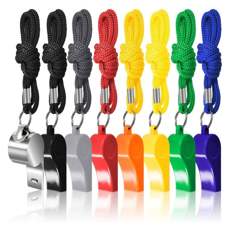 zalati 8 Pcs ABS Whistle with Lanyard Clear Sound for