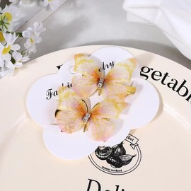 Hair Clips for Girls, Colorful Cute Butterfly Hair Clip for Kids, Hair Accessories Barrettes for Birthday Christmas Children's Day Gift (Yellow-purple)