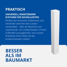 Universal Skirting Board Corner Tower MDF White (without Bevel) 155 mm Pack of 15