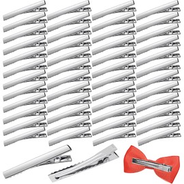 Pack of 50 Metal Silver Crocodile Hair Clips, 4 cm Alligator Clips, Small Hair Accessories, DIY Hair Clip, Flat Hair Clips for Women and Girls
