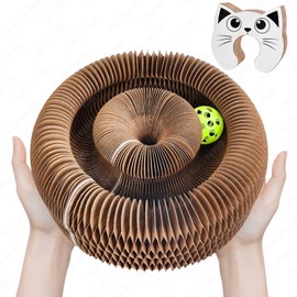 ZAULEY Kitty Kurlz Cat Toy Scratch Board,Accordion with Ball, Kitty Kurlz Magic Organ Cat Scratch Board,Foldable Design,Boosts Claw Health,Relieve Anxiety and Protect The Furniture