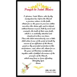 Saint Blaise Patron of Those with Throat Ailments Blessed Laminated Prayer Card