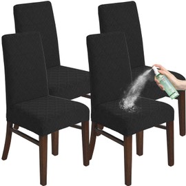 KELUINA Chair Covers for Dining Room, Set of 4, Stretch Jacquard Dining Room Chair Slipcover Covers, Removable, Washable, Waterproof Chair Covers