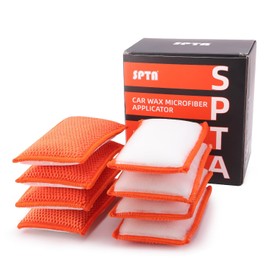 SPTA - Esponja de Limpieza Interior de Coche, 8 Unidades, aplicador de Cera de Microfibra para Coche, Barco, Madera, mármol y Motocicleta, 6 x 3.3 x 0.8 Pulgadas, Naranja