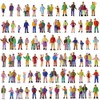 P100W 100pcs 1:87 Painted Figures HO Scale Standing People Assorted
