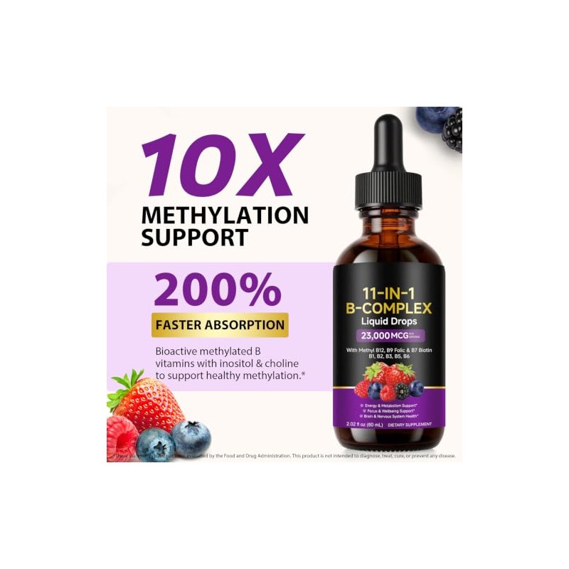 Vitamin B12 Liquid Drops 60ml- 11-in-1 High Strength B Complex