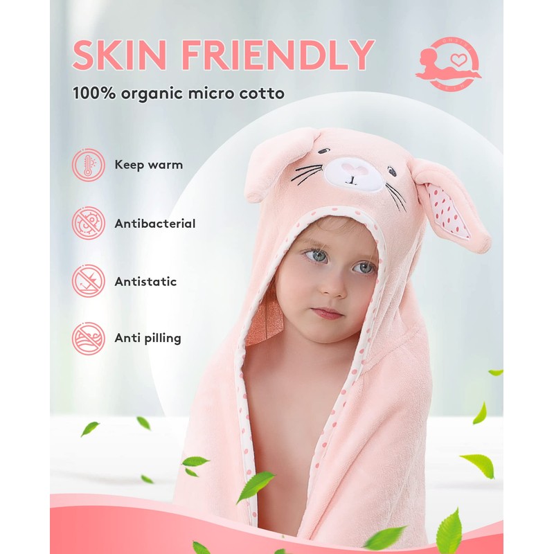 TBEZY Toalla con capucha para niños, 100% algodón, ultra suave