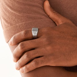 Fossil Ring For Men Silver Tone Stainless Steel, W: 13.3mm, JF04467040