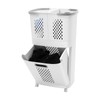 2 Tier Laundry Basket with Wheels & Handle, White Laundry