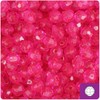BeadTin Hot Pink Transparent 8mm Faceted Round Plastic Craft Beads