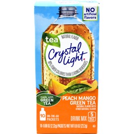 Crystal Light On The Go Peach Mango Green Tea Drink Mix, 10-Packet Box (Pack of 8)