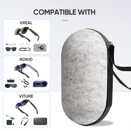 SARLAR Carrying Case Comptaible with XREAL Air/Air 2 Pro and Rokid Air/Max AR Glasses and Accessories, Hard Smart Glasses Case for Beam and TV Box, Travel and Home Storage(White)