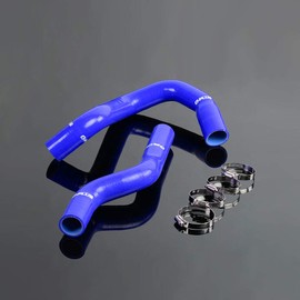 PIT66 Silicone Radiator Hose Kit, Compatible with 1968-1979 For Ford F100/150/F250 Bronco Blue with Clamps (All Manual Transmission Only)