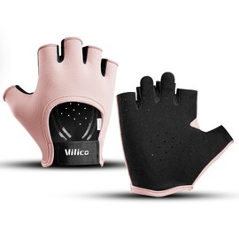 SUJAYU Light Workout Gloves for Women Men, Breathable Light Weight Lifting Glove, Adjustable Strap Gym Gloves for Working Out, Microfiber Anti-Slip Weightlifting Glove Gym Accessories (Pink, Large)