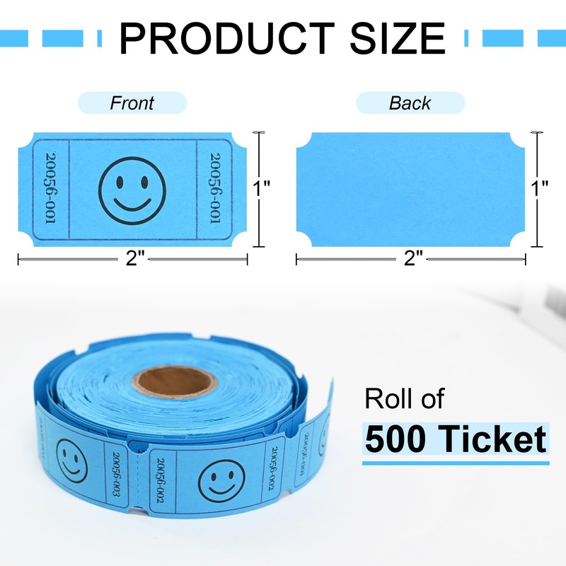 L LIKED 500 Raffle Tickets, Smile, Blue(6 Color Selection), Single