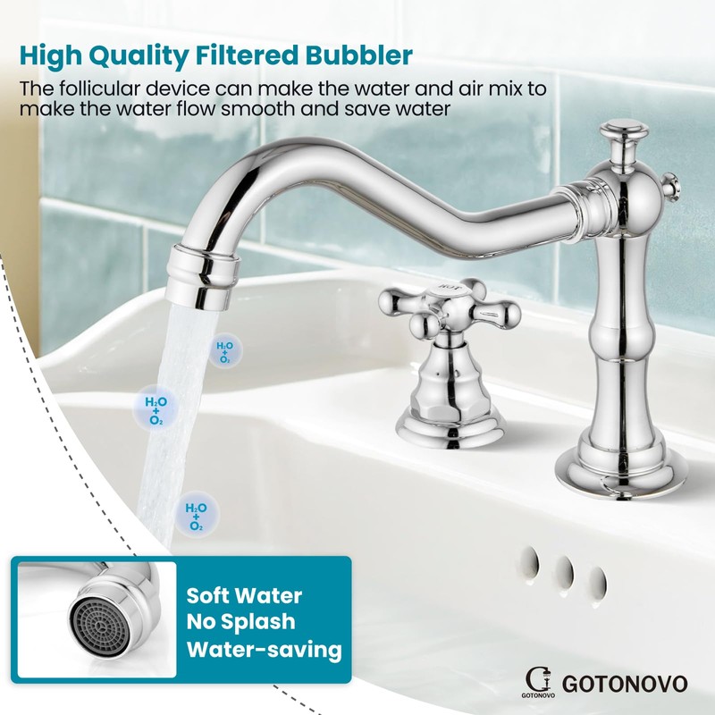 gotonovo Bathroom Faucet 3 Hole 8 Inch Widespread Bathroom Sink