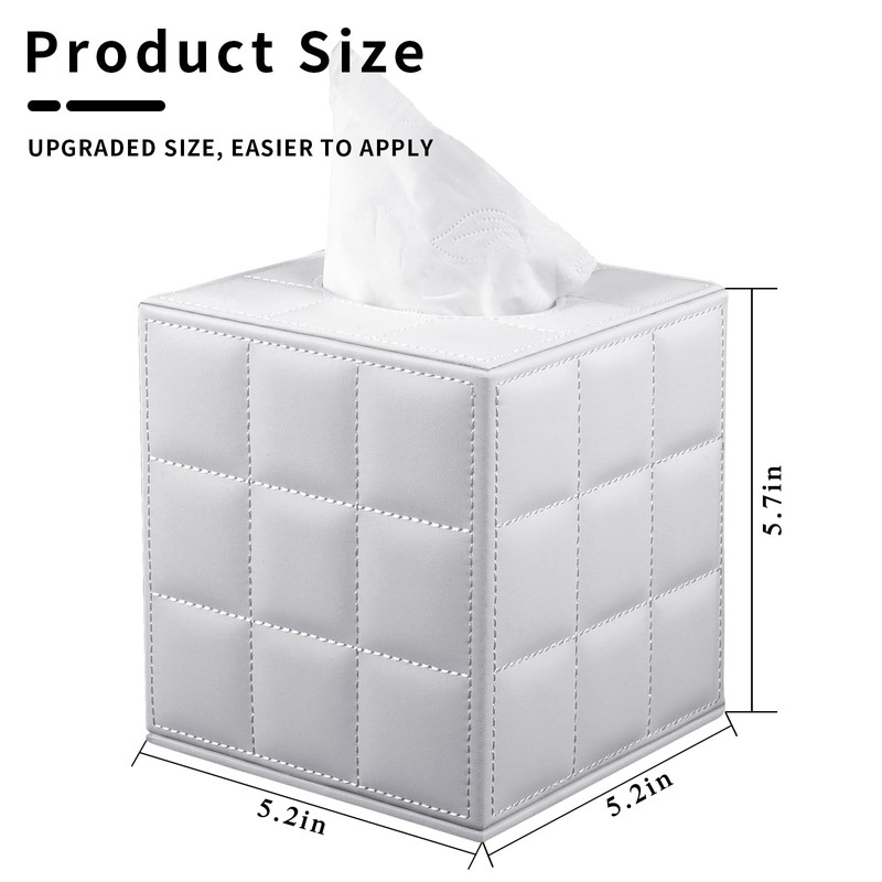 RHCSZ Tissue Box Cover Square,Stylish PU Leather Tissue Box Holder