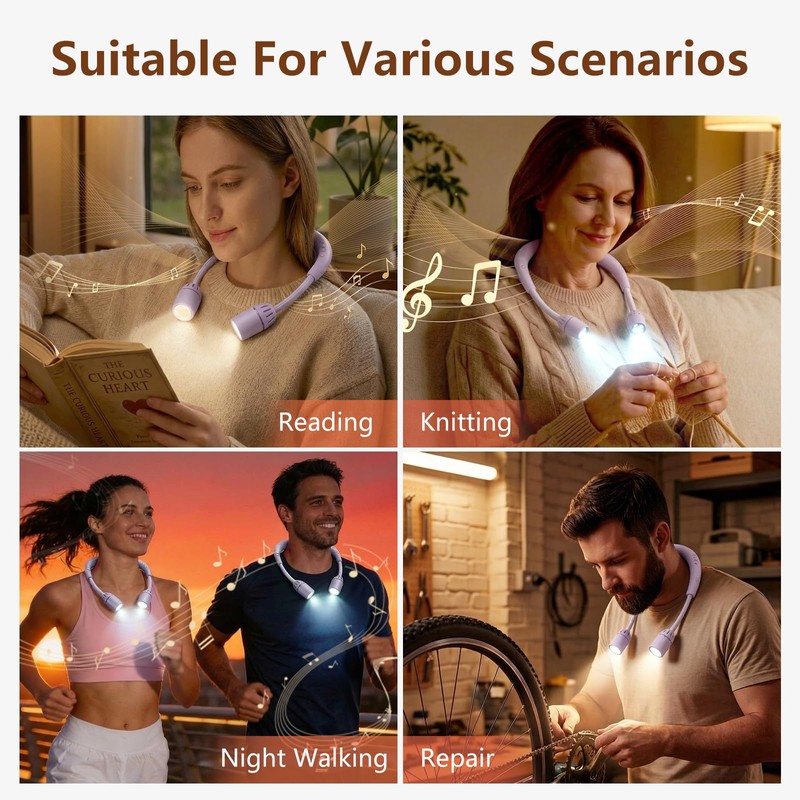 Book Light with Bluetooth Speaker,2600mAh Hands-Free Reading Light 2026New,5 Modes