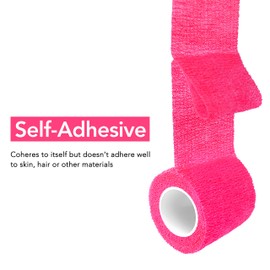 RISEN Cohesive Bandage 2” x 5 Yards, 6 Rolls, Self Adherent Wrap Medical Tape, Adhesive Flexible Breathable First Aid Gauze Ideal for Stretch Athletic