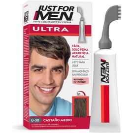 Just For Men Ultra, Tinte para Canas Castaño Medio U30 con Cepillo de Fácil Aplicación, 35g