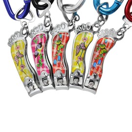com-four® 5 x nail clippers with carabiner in great colours