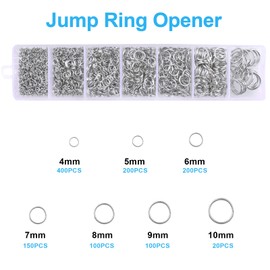 Jump Rings Jewellery Making Kits - funvce 1170pcs Open Jump Rings Jewellery Findings Round Rings with Openner,Plier,Tweezer Tools (4mm, 5mm, 6mm, 7mm, 8mm, 10mm)