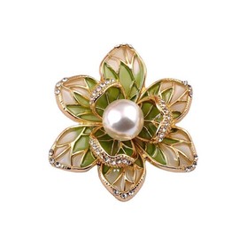 tanxuan Vintage Flower Brooch Crystal Pearl Flower Pins for Women Rhinestone Floral Brooch Lapel Pin Wedding Banquet Christmas Valentine's Day Jewelry Gifts, Green