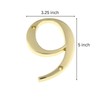 5" Polished Brass House Address Number #9, Flush Mount