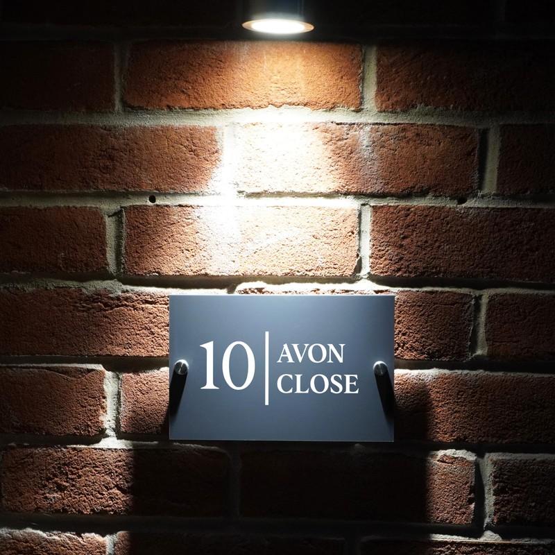 Badgemaster Modern Anthracite House Number Sign Plaque Stainless Steel Standoffs