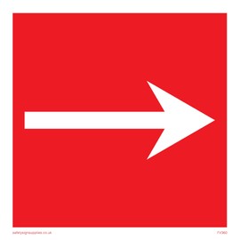Viking Signs fv360-s10-1m Straight Fire Equipment Sign, 1 mm Plastic Arrow Semi-Rigid, 100 mm H x 100 mm W