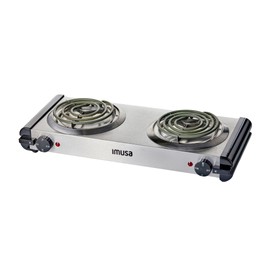Imusa USA GAU-80312US Electric Double Burner 1750-Watts, Stainless Steel, Silver