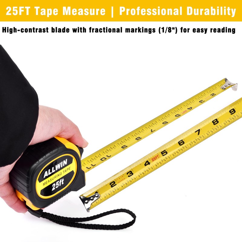 Tape Measure 16 ft, Easy Read Measuring Tape with Fractions