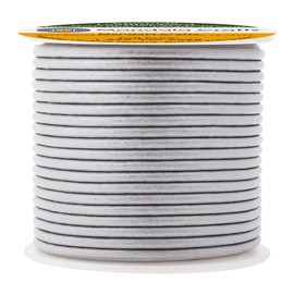 Mandala Crafts Round Cowhide Genuine Silver Leather Cord for Jewelry Making Kumihimo Leather Rope Spool - Silver 20 Yds 1mm Cording