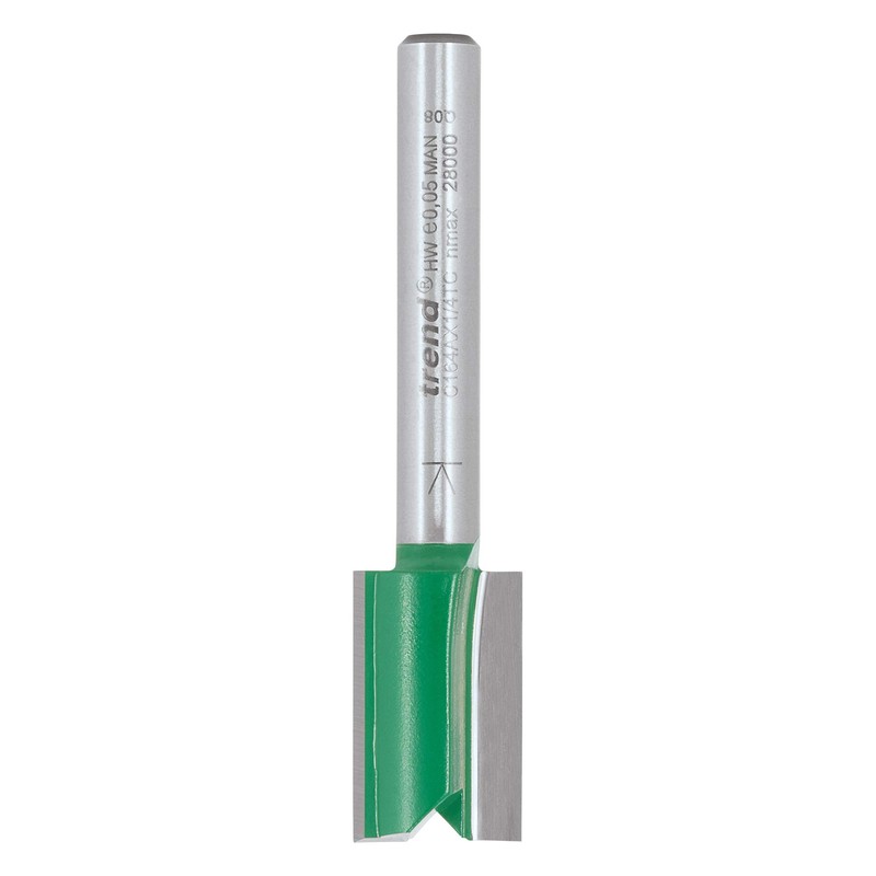 Trend CraftPro Straight Two Flute Router Cutter Bit, 1/4 Inch