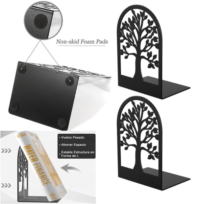 DACUAN Metal Bookend, 4 Packs Durable Book Holders, Book Shelf
