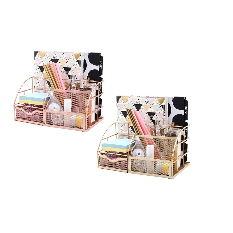 EXERZ Table Organiser/Desk Organiser/Desk Tidy/Pen Holder/Multifunctional Organiser (Rose Gold)