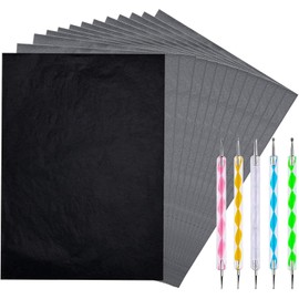KARELLS 100 Sheets of Tracing Paper, Black Carbon Paper Transfer Paper, A4 Tracing Paper, Tracing Paper, A4, Carbon Paper, Black, Transfer Paper, for Wood Paper, Canvas, Tattoo with 5 Embossing Pens