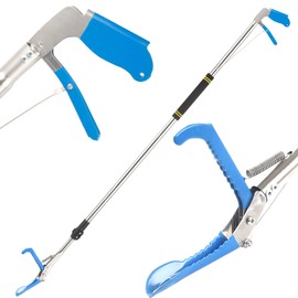 Snake Tong Grabber, 65 Inch Snake Clamping Tool for Safe Snake Handling and Rattlesnake CaptureMade of stainless steel tubing sponge handles and plastic. (blue)