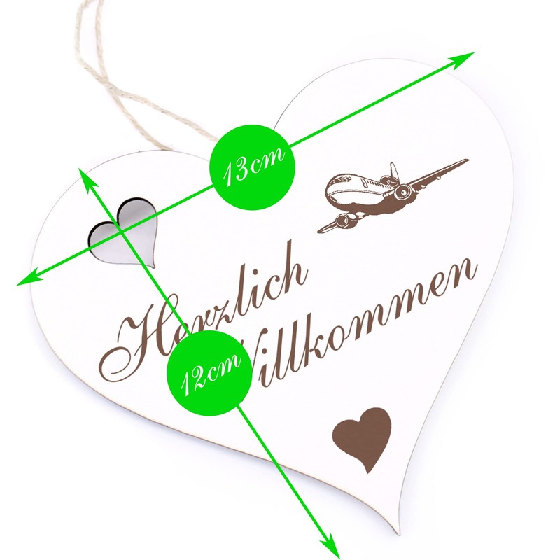 Herzlich Willkommen Sign, Plane, Decorative Heart Wooden Welcome Sign, Door
