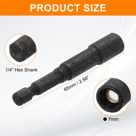 sourcing map Magnetic Nut Driver 7mm Hex Drive Socket CR-V Steel Power Screw Drill Bits Socket Wrench Tools with 1/4" Quick Change Hex Shank for Power Drills Impact Drivers, Black