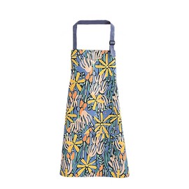 MSLSOZ Cotton and linen cooking apron, adjustable kitchen apron with pockets, suitable for both men and women, used for cooking or baking, gardening work (oil painting style)