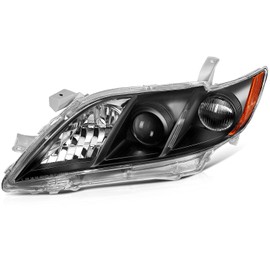 SCITOO Pair Headlight Assembly Compatible for Toyota Camry 2007-2009 Headlights Black Housing Amber Reflector Clear Lens, 8113033652 8113033662 (Bulbs Not Included)